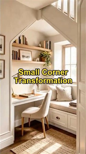 Small Corner Transformation Ideas | Built-in Desk & Storage Solution