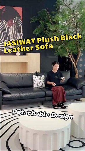 Black Leather Sofa Review: Detachable Cushions, Soft Seating & Modular Design #BlackLeatherSofa