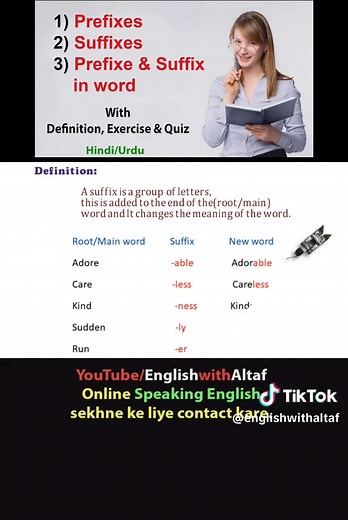 prefix and suffix in hindi | prefixes | prefix and suffix | prefixes and suffixes in hindi | prefix Covered Queries are.. 1) prefix and suffix in english 2) prefixes and suffixes 3) suffix and prefix in hindi 4) prefix and suffix words 5) suffixes and prefixes 6) prefix and suffix examples 7) prefixes and suffixes in english 8) prefix and suffix in english words Official Email ID: EnglishwithAltaf@gmail.com Hashtag: #EnglishwithAltaf #vocabularywords #UrdutoEnglish #learnenglish #speakenglish #e
