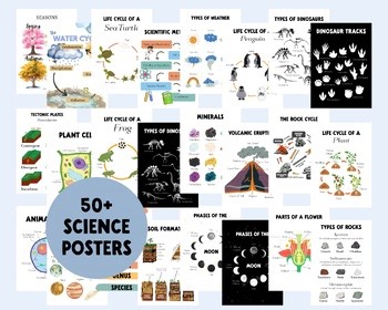 Science Poster Pack 50  BUNDLE, Earth Science, Life Science/Biology, Chemistry