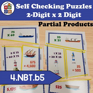2-digit X 2-digit Multiplication (Partial Products) | Self-checking puzzles