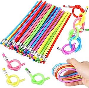 Seajan 120 Pcs 7 Inch Bendable Flexible Soft Pencil with Erasers Colorful Soft Pencils Gifts for Students Classroom Back to School Party Favors, 6 Colors