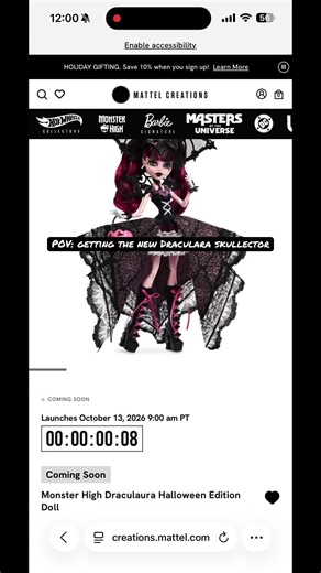 What it was like getting The new Draculara Skullector!!!! I was so stressed when I had to press “pay now” like 5 times lol, FU SCALPERS!!! #monsterhigh #draculara #skullector #dollcollector #fyp