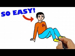 How to draw a person sitting down on the floor easy version | Easy Drawings - Videos For Kids