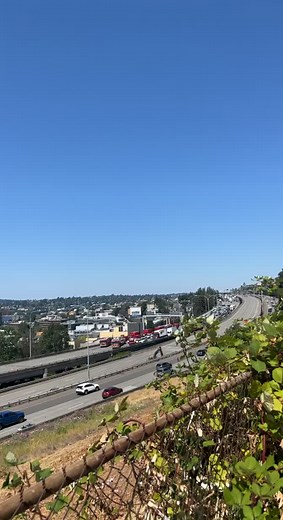 Truck catches fire on I 5 in seattle and oxygen and propane canisters started exploding! Thankfully no one was hurt! #explosion #truck #fire #seattle #pnw #firefighters #firefightertiktok #burning
