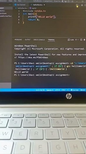 C programming to print HELLO world using vs code editor!