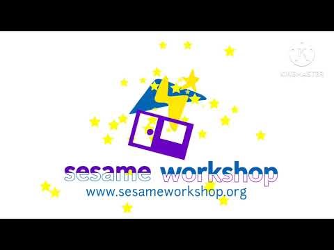 Sesame workshop logo with purple house and blue roof