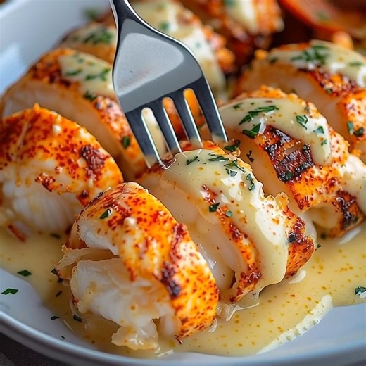 🦞 Cheesy Butter Lobster Bites 🧈 Tender, buttery seafood indulgence — the ultimate luxury dinner! 📝 Ingredients: 2 lobster tails, cooked and chopped into bite-sized pieces 3 tbsp butter, melted 1/2 cup shredded mozzarella cheese 1/4 cup grated Parmesan cheese 2 cloves garlic, minced 1/4 tsp smoked paprika 1 tbsp chopped parsley Salt and black pepper, to taste 1 tbsp lemon juice 🍴 How to prepare it: 1️⃣ Prep the lobster: Remove lobster meat from shells and cut into thick chunks — the perfect b