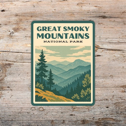 Great Smoky Mountains National Park Sticker | Vintage Screen Print Style | Waterproof Vinyl Decal - Etsy