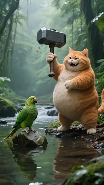 Adorable Cartoon Featuring Fat Orange Cat