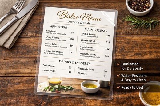 Custom Laminated Printable Menu, Full Color, Printable Menus, Custom Designs - Etsy