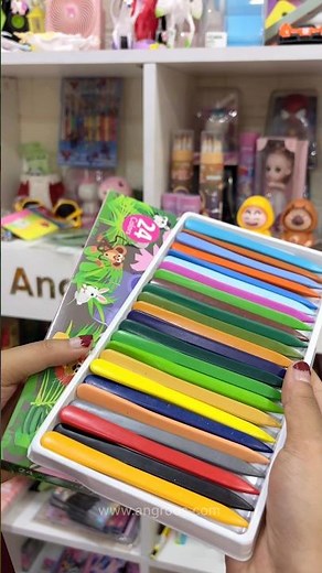 Cutest Triangle Crayons 24 Colors 🎨✨ | Easy Grip Kids Coloring Set | Angroos Minis