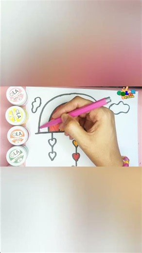 How to Draw ✍️ a Cute Rainbow 🌈 with Heart | Easy Drawing and Coloring 🎨 for kids and Toddlers