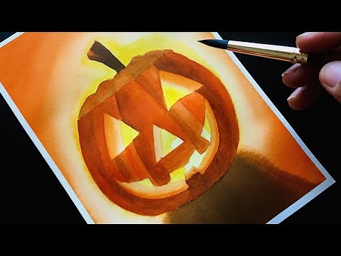 Jack O’ Lantern In Watercolors| Easy Relaxing Halloween Speed Paint| Pumpkin Watercolor Process