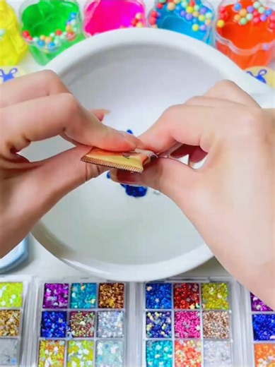 #Satisfying #Slime #ASMR Video #DIY Making Glossy Rainbow Slime Mixing #makeup Makeup Glitters BB Cream