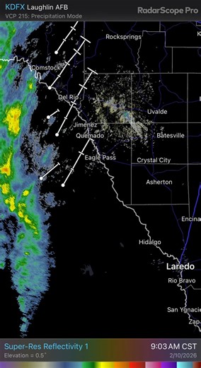 10:24 AM radar update - rain approaching the Del Rio/Eagle Pass area | South Texas Weather Updates