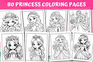 Princess Coloring Pages for Kids, 80 Coloring Pages, Princess Coloring Sheets, Princess Coloring Book, Girl Coloring Pages, 8.5x11" - Etsy