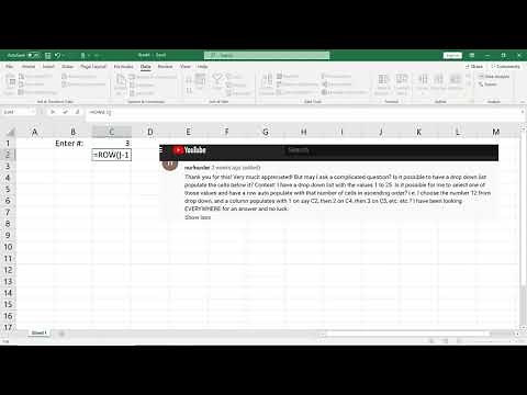 Excel: Populate a specific number of cells given a specific entry
