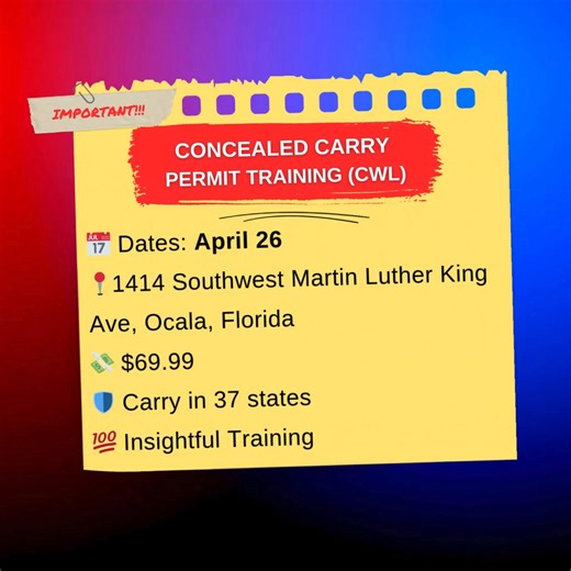  Get Your Florida CCW Certificate in Just One Day! $69.99 CCW Training - Legally Carry in 37 States! Take 1 class & get certified! Reserve your seat now!  | Concealed Coalition | Facebook