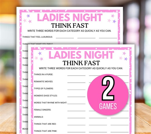 Ladies Night Think Fast Games, Ladies Night Party Games, Fun Ladies Night Game, Girls Night Games for Ladies, Girls Night Out Trivia Game - Etsy UK