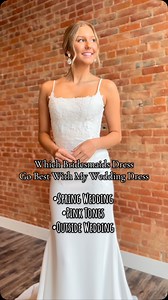 3.9K views · 1K reactions | Which bridesmaid dress goes best with my wedding dress! #wildrosebridal #mountcarmel #bridalshop #bridesmaids #bridesmaiddresses #wedding #springwedding #bride #weddingdress | Wild Rose Bridal Mount Carmel | Facebook
