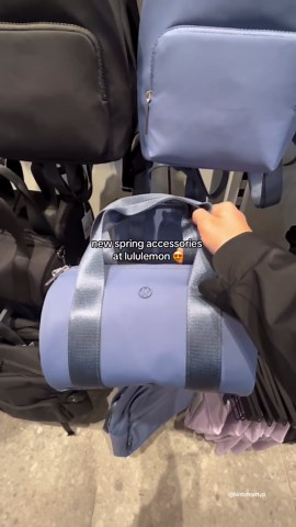 Nat Peterson on Instagram: "these @lululemon bags are so cute! 💙 knit nylon mini barrel duffle bag 5L and knit nylon micro backpack 4L #lululemon #lululemoncreator #lululemonbags #lululemonbag #lululemonbackpack #lululemondufflebag #lululemonminibag"