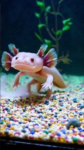 The Smiling Axolotl 🦎😁 #cute #animals #underwater