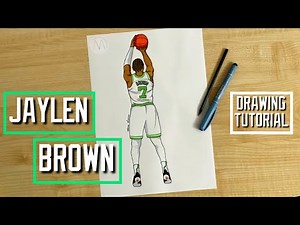 How to draw NBA player Jaylen Brown / Boston Celtics / Basketball player drawing tutorial