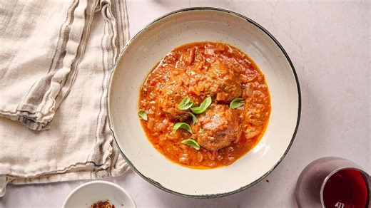 Gorgonzola-stuffed meatballs in arrabbiata tomato sauce recipe