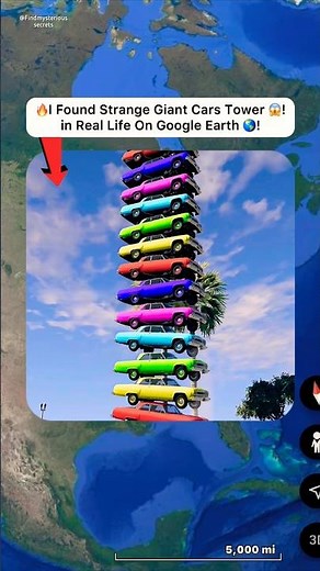 🔥 Very Strange Giant Cars Tower Found On Google Earth 🌍! #shorts #findmysterioussecrets