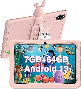 DOOGEE U9 Kid Tablet 10 inch HD Kids Tablet, 7GB+64GB/TF 1TB Quad Core, Android 13 Tablet for Kids 3-7 with 5060mAh |WiFi-6 |BT 5.0| Dual Camera |OTG| Widevine L1-Pink