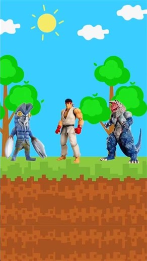 Street Fighter Ryu was controlled by Dark Zero while fighting amonster #ultraman #animation #shorts