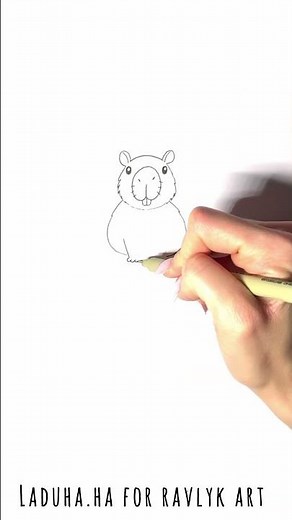 🐹 Capybara Drawing Process 🌿🖼️ Calm Animal Art with Color ✍🍃 #shorts #drawing #RavlykArt