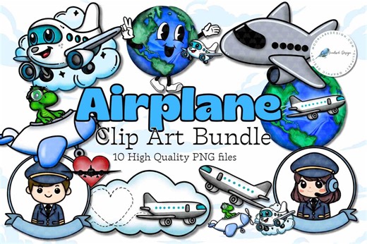 Airplane Clip Art, Travel Png, Airline Travel, Vacation Clipart, Flight Attendant, Airplane Sticker Png, Love Planes, Air Travel, Jet Png - Etsy
