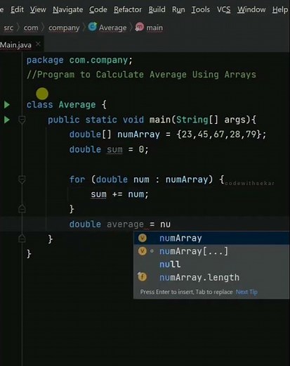 calculate average using arrays in java | java #coding #java #programming