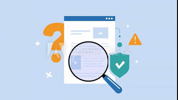 Fact Checking Tools for Misinformation Detection - Modern UI Motion Graphics. 2D animated dashboard scans for fake news and content verification. Misinformation alerts, checkmarks for trusted sources