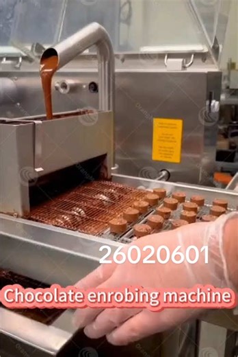Chocolate coating machine. Please contact us if you need chocolate equipment.#Chocolate #factory #Chocolatemachine