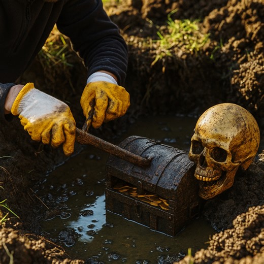 You won't believe your eyes when you see the axe stuck in the skull by the stream. | Treasure Hunter