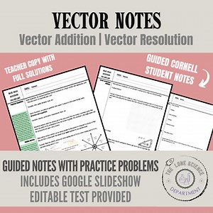Vectors Cornell Notes  | Vector Addition & Resolution | Editable Test Included