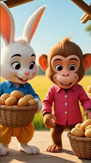 The Rabbit Who Grew Potatoes and the Monkey’s Friendship | Moral Story l Cartoon story l kahaniya