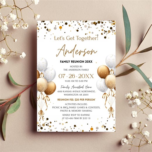 Family Reunion Invitation Template, Dinner Invite, Get Together, Gatherings, Party Invitations CF019 - Etsy Canada