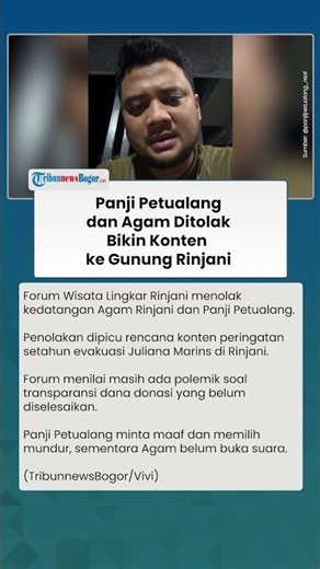 Panji Petualang and Agam Denied Permission to Film at Mount Rinjani, Here’s Why