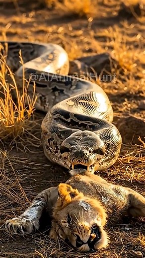 Lion Returns from the Python’s Stomach 🦁😱 #shorts