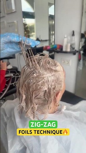 ZIG-ZAG FOILS TECHNIQUE FOR WHITE HAIR HIGHLIGHTS! 🔥 #hair #highlightshair #haircolor #hairtrends