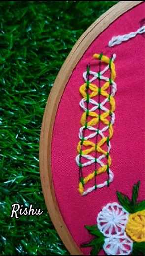 beautiful threads embroidery design tutorial 😍🪡#flute #embroiderypatterns #handbroidery #embrodering