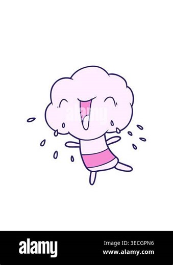 blinking radial lines animation of cute cartoon cloud head creature Stock Video Footage - Alamy