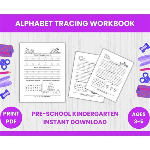 Preschool Alphabet Tracing Workbook Printable PDF | 3–5 Year Old ABC Handwriting Practice Bundle - Etsy Australia