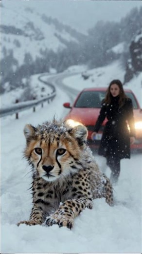 Woman Rescues Freezing Baby Cheetah in Snow ❄️🐆, #Shorts #AnimalRescue #WinterStory #HeartTouching