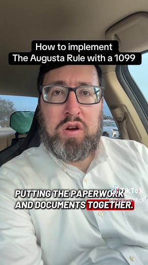 Augusta Rule - how to do it right! Which basically means you issue yourself a 1099-MISC form from the business to you personally (social) and you pick up as rental income on your personal tax return, using a schedule E. And on same form you add a deduction with the words Augusta Rule Section 280(a)! And now the IRS will understand what your tax position was. #augustarule #taxstrategies #1099