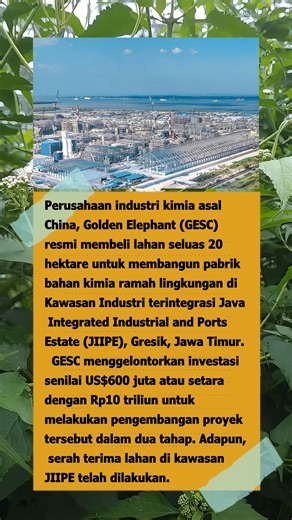 2M views · 4.9K reactions | China Cetak Rekor Investasi Rp10 Triliun di Gresik! Pabrik Kimia Ramah Lingkungan Golden Elephant Resmi Dimulai #InvestasiChina #GresikMaju #IndustriHijau #JIIPE #EkonomiJatim #GoldenElephant #virtualbrowsing | Virtual browsing | Facebook
